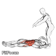 Assisted Lying Leg Raise With Lateral Throw Down (lying assisted leg raise with lateral throw down) GIF — animated core exercise demonstration