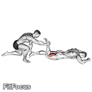Assisted Prone Hamstring (prone assisted hamstring) GIF — animated legs exercise demonstration