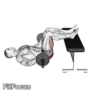 Barbell Glute Bridge Two Legs On Bench (male) GIF