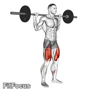 Barbell High Bar Squat GIF — animated legs exercise demonstration