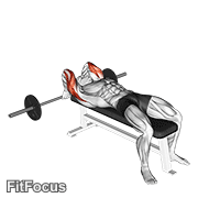 Barbell Lying Back Of The Head Tricep Extension GIF
