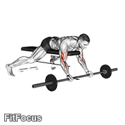 Barbell Lying Preacher Curl (lying barbell preacher curl) GIF — animated arms exercise demonstration