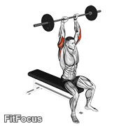 Barbell Seated Overhead Triceps Extension GIF