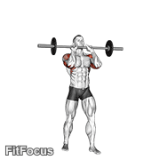 Barbell Standing Close Grip Military Press exercise GIF demonstration