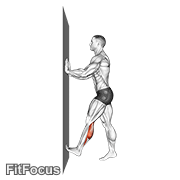Calf Push Stretch With Hands Against Wall GIF