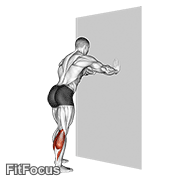 Calf Stretch With Hands Against Wall GIF