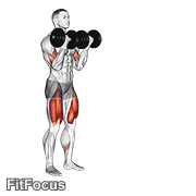 Dumbbell Bicep Curl Lunge With Bowling Motion GIF