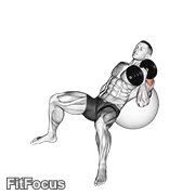Dumbbell Incline One Arm Hammer Press On Exercise Ball