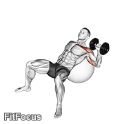 Dumbbell Incline One Arm Press On Exercise Ball GIF