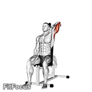 Dumbbell Seated Reverse Grip One Arm Overhead Tricep Extension GIF