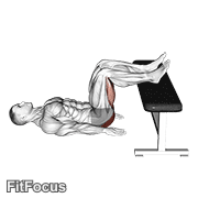 Glute Bridge Two Legs On Bench (male) GIF